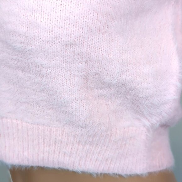 Pieces Pink Fuzzy Knit Crop Top Sleeveless Tank Faux Fur Barbie ASOS Size XL - Picture 4 of 9